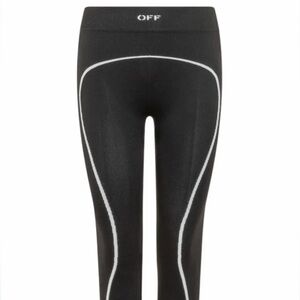 Off-White Black Seam-Trim Logo Leggings